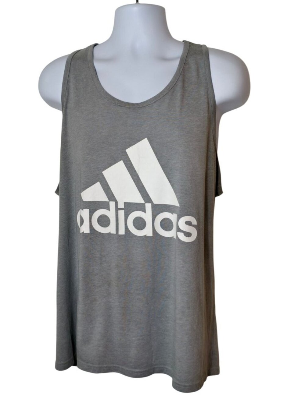 Adidas Mens XL Tank Go To Top Gray Sleeveless Elite Logo Sporty Athletic Workout